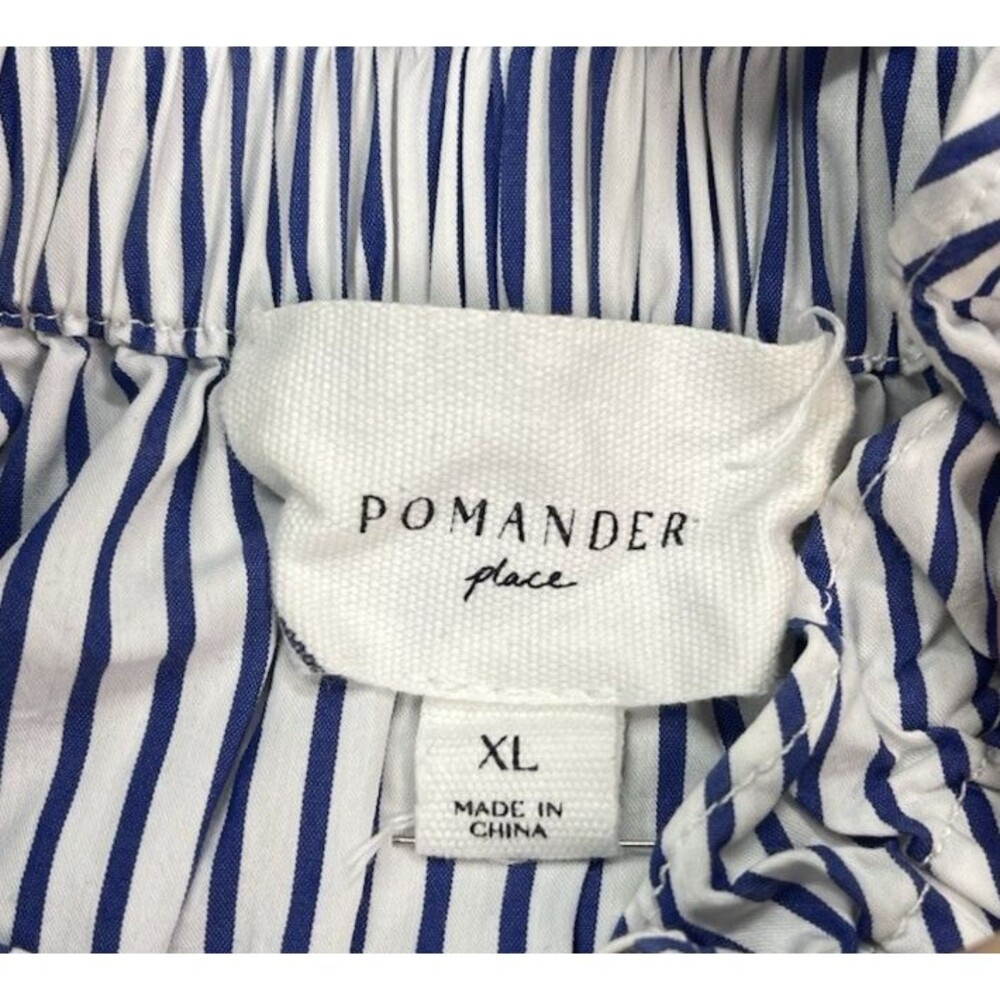 Pomander Place NWOT blue striped womens short sleeve blouse sz XL quiet luxury - Picture 3 of 8